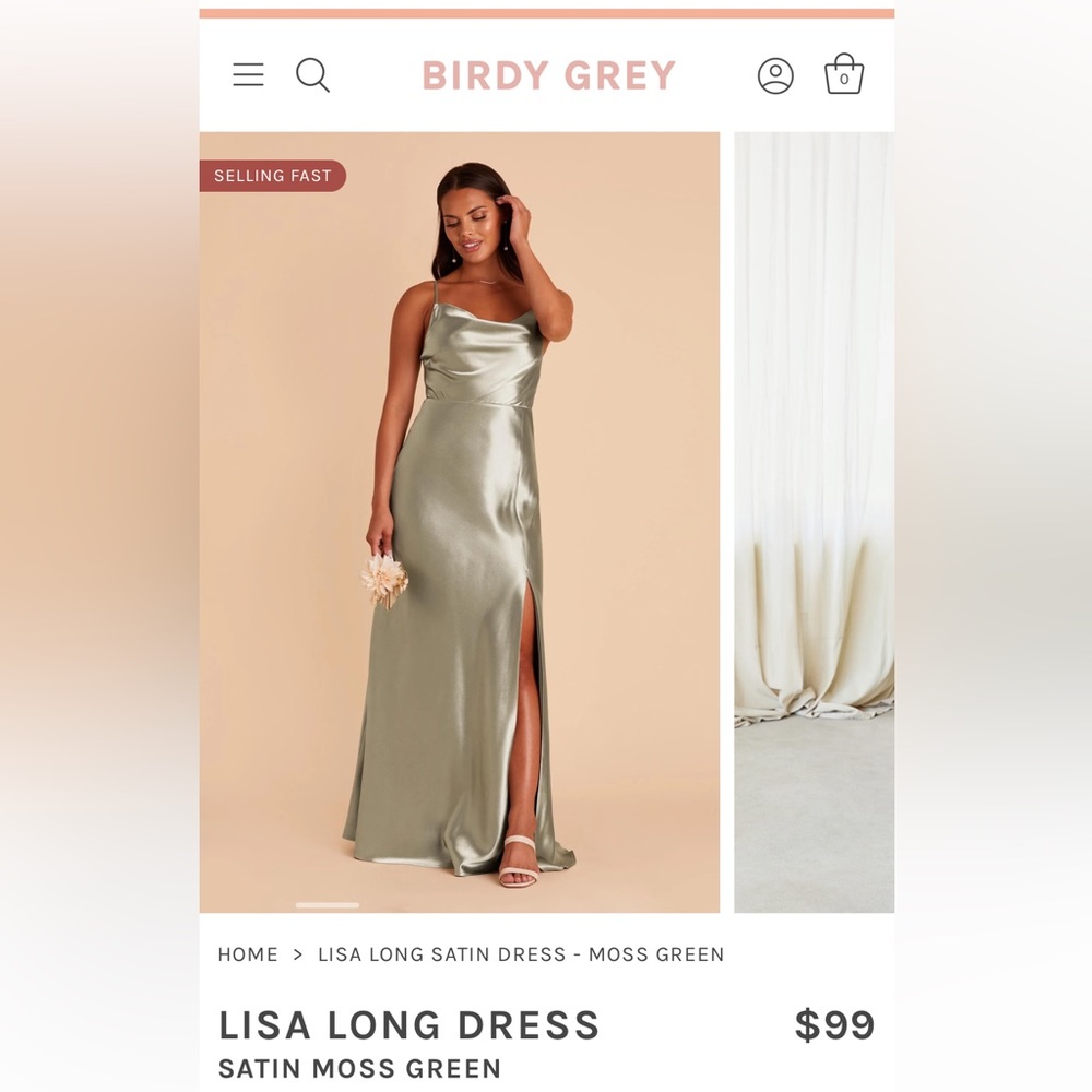 Birdy Grey Small SATIN MOSS GREEN Bridesmaid dress